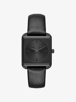 michael kors lake black-tone ip and leather watch|Lake Sable.